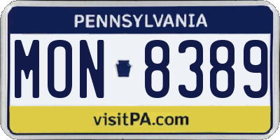 PA license plate MON8389