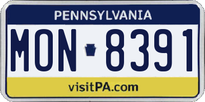 PA license plate MON8391