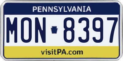 PA license plate MON8397