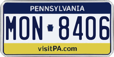PA license plate MON8406