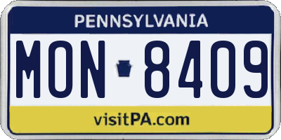 PA license plate MON8409