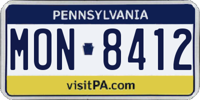 PA license plate MON8412