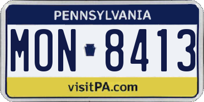 PA license plate MON8413