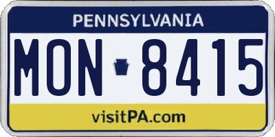 PA license plate MON8415