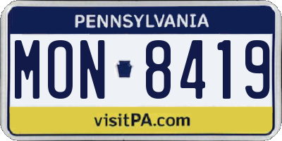 PA license plate MON8419