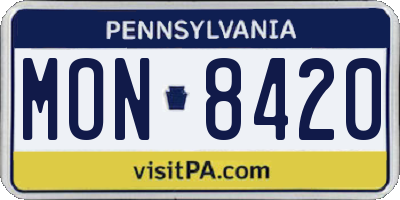 PA license plate MON8420