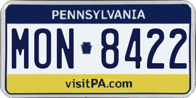 PA license plate MON8422
