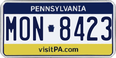 PA license plate MON8423