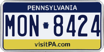PA license plate MON8424