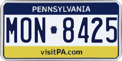 PA license plate MON8425