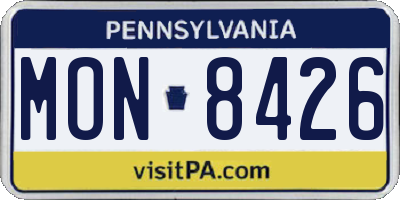 PA license plate MON8426