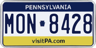 PA license plate MON8428