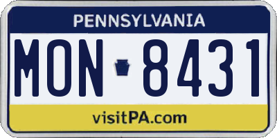 PA license plate MON8431