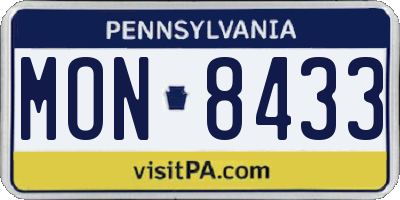 PA license plate MON8433