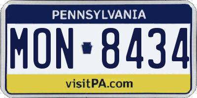 PA license plate MON8434