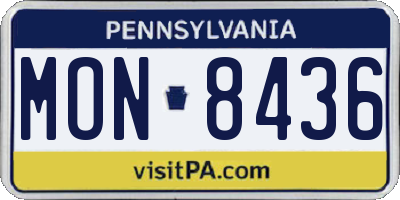 PA license plate MON8436