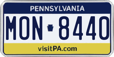 PA license plate MON8440