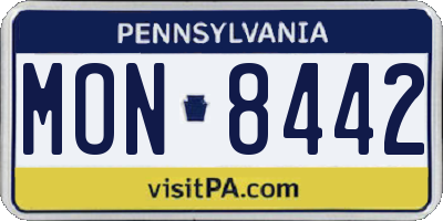 PA license plate MON8442