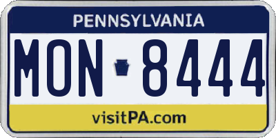 PA license plate MON8444