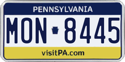PA license plate MON8445