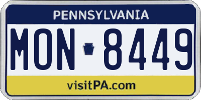 PA license plate MON8449