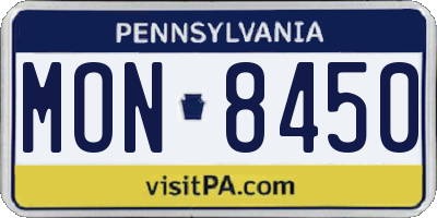 PA license plate MON8450