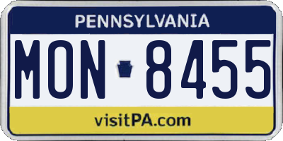 PA license plate MON8455