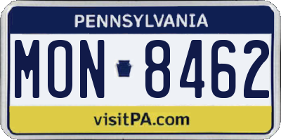 PA license plate MON8462