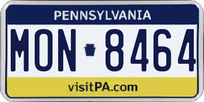 PA license plate MON8464