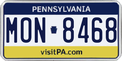 PA license plate MON8468
