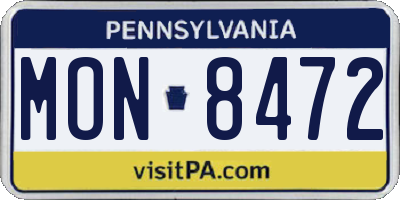 PA license plate MON8472