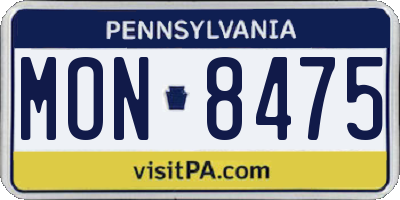 PA license plate MON8475