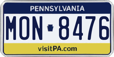 PA license plate MON8476