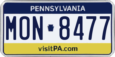 PA license plate MON8477