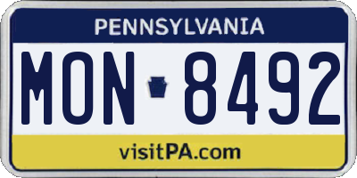 PA license plate MON8492