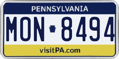 PA license plate MON8494