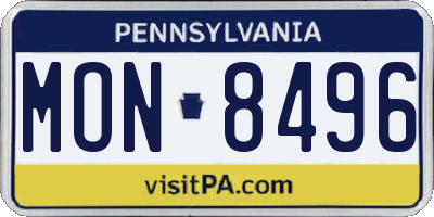PA license plate MON8496