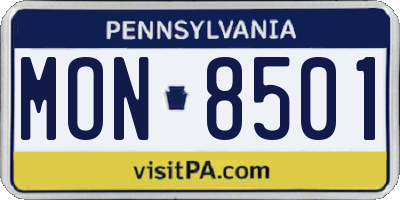 PA license plate MON8501