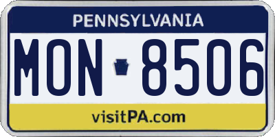 PA license plate MON8506