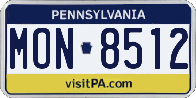 PA license plate MON8512