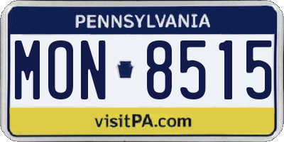 PA license plate MON8515