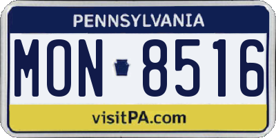 PA license plate MON8516