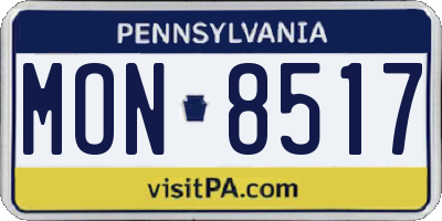 PA license plate MON8517