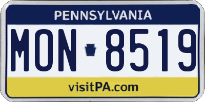 PA license plate MON8519