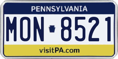 PA license plate MON8521