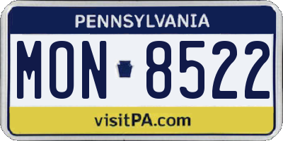 PA license plate MON8522