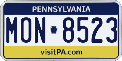PA license plate MON8523
