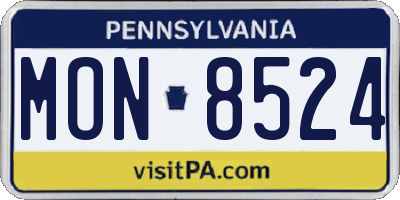 PA license plate MON8524