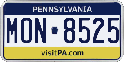 PA license plate MON8525