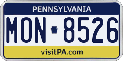 PA license plate MON8526